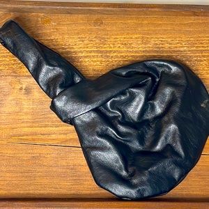 Black faux leather wristlet